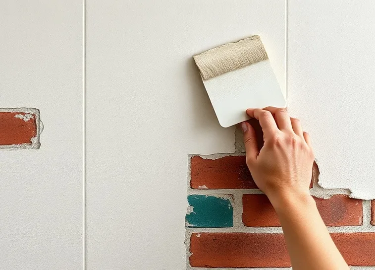 Application d'un enduit décoratif à la lisseuse sur un mur
