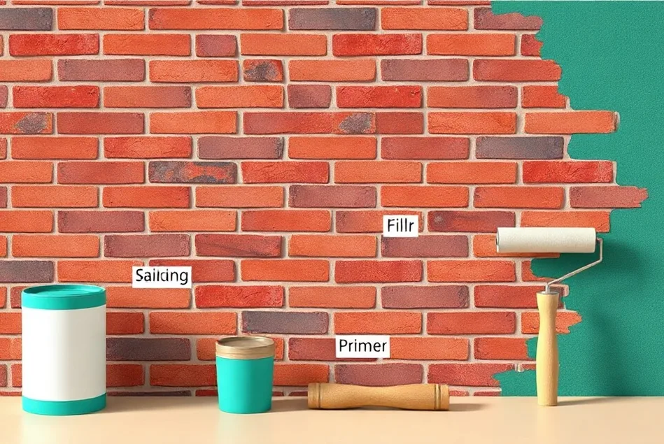 Outils de peinture disposés dans l'ordre des étapes du chantier