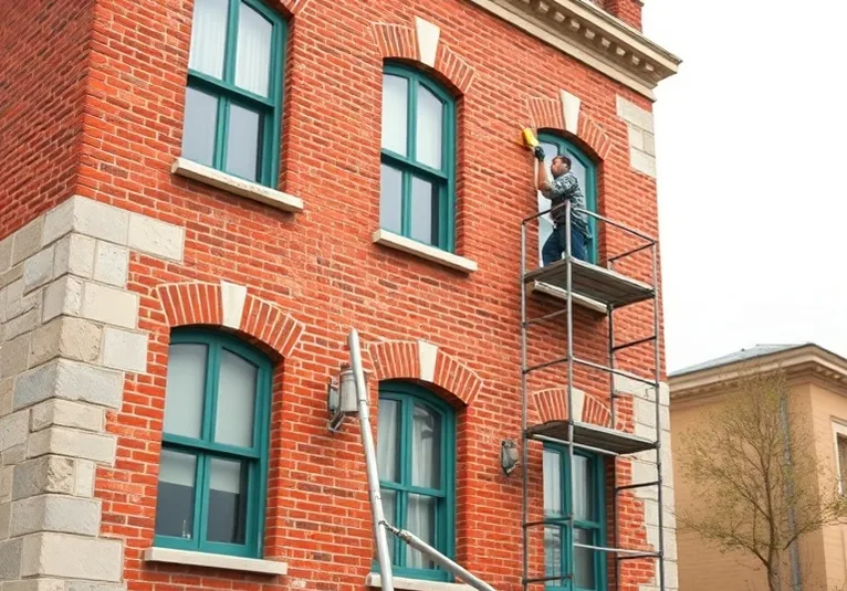 Ravalement de façade en pierre, nettoyage et application d'enduit